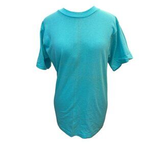 Vintage Teal Blue Short Sleeve T-shirt Single Stitch  USA Made Sz L